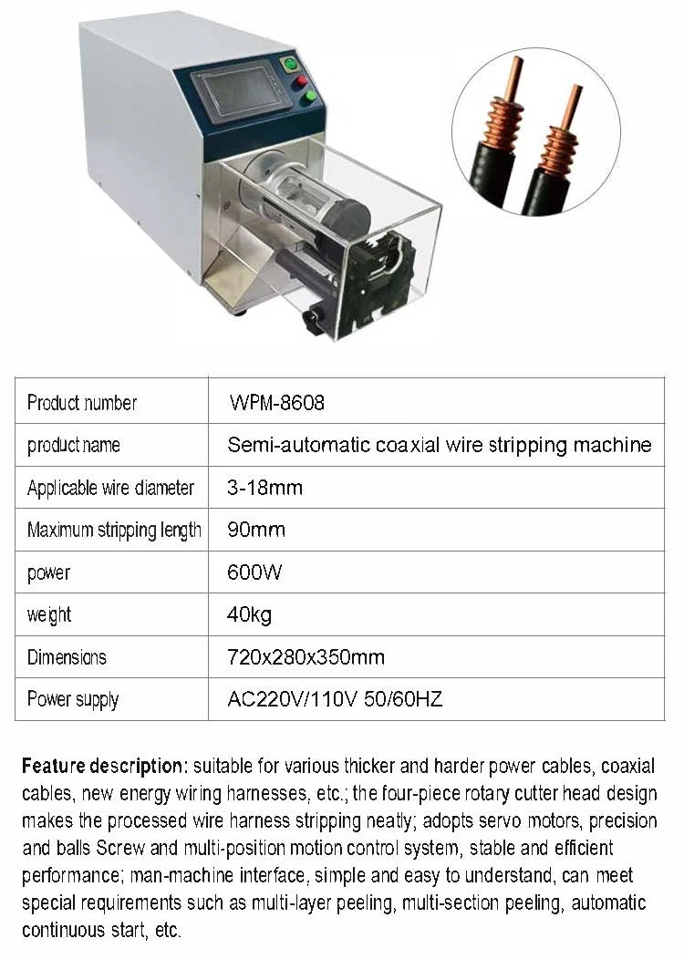 Coaxial cable stripping machine, Large square cable pin stripper Computerized Cutting Stripping Machine