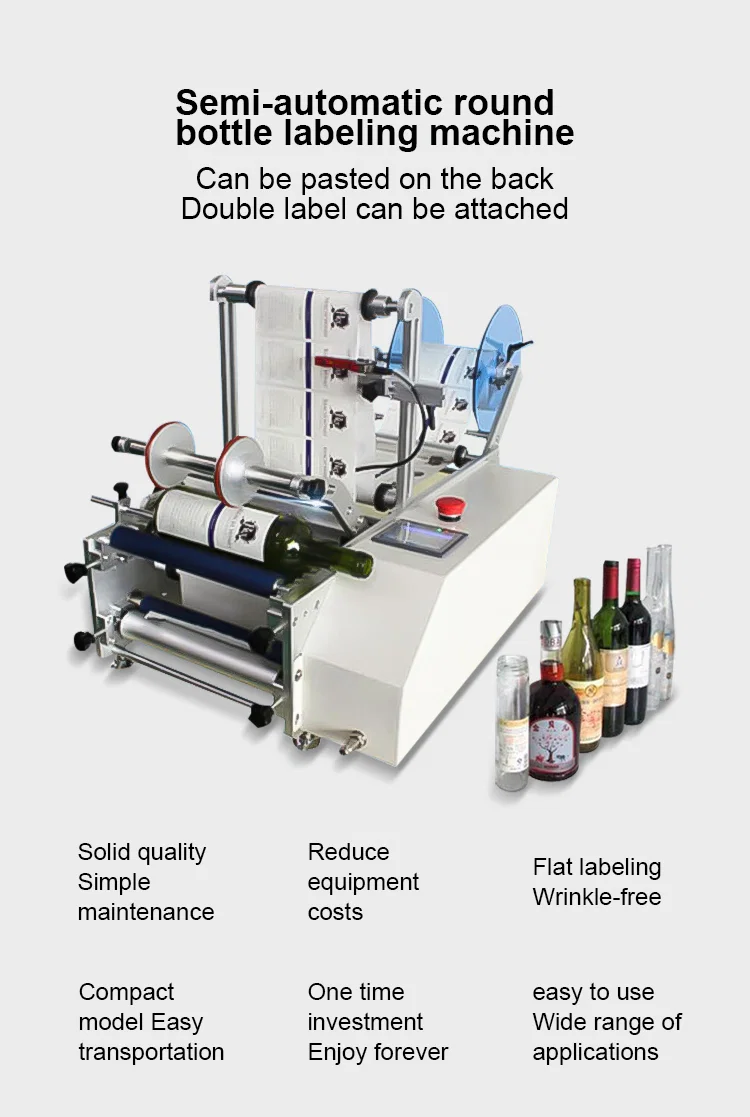 round bottle labeling machine, Various materials bottle tape label machine, View Bottle labeling machine 