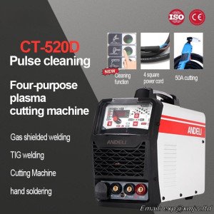 CT-520D 220V Pulse Cleaning Plasma Cutting Machine Two Protection Welding Machine, TIG Welding Machine 4 in 1 Electric Welding