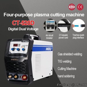 CT-520D Digital Dual Voltage Plasma Cutting Machine Two Protection Welding Machine, 220V TIG Welding Electric Welding Machine