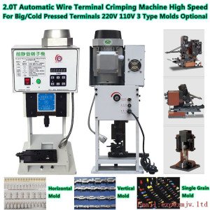 High Speed Terminal Crimping Machine 2.0T For Big/Cold Pressed Terminals Automatic Wire Crimper Tools with 3 Type Molds Optional