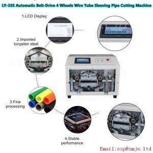 Upgrad Automatic Touch Screen 4 Wheels Wire Cutting Machine 335 Tube Sleeving Cable Cutter For 3-35MM Line Pipe 60-110 Times/Min