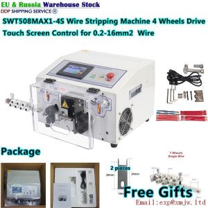 Wire Stripping Machine SWT508MAX1-4 Cable Peeling Cutter Touch Screen Control Automatic 4 Wheels for 0.2-16mm2 with Straightener