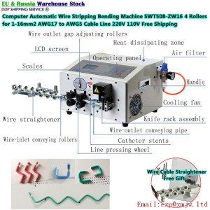 Computer Automatic Wire Stripping Bending Machine ZW16 4 Rollers Bender with Straightener for 1-16mm2 AWG17 to AWG5 Line