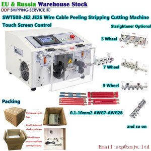 0.1-10mm2 AWG7-AWG28 JE2S Wire Peeling Cable Stripping Cutting Machine Automatic Touch Screen Control Straightener Choose