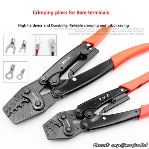 Bare terminal Crimping pliers Cold crimping terminal Round / Fork shaped open Copper nose Electrician ratchet crimping pliers