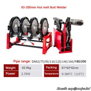 Manual four ring Butt welder PE pipe welding machine Hot melt Butt welding machine Hot melt pipe welding machine 63-200mm