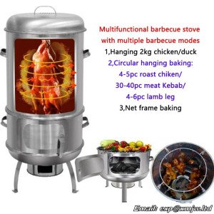 Charcoal oven, Home barbecue furnace, Barbecue meat, Outdoor Portable Barbecue stove, Roast chicken/duck/lamb leg, Hanging stove