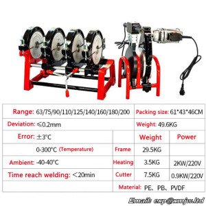 PE pipe butt welding machine 63-200mm PPR/PB/PVDF/MPP/PPH Plastic pipes Butt Welder Water pipe Hot melt Butt-joint Welder