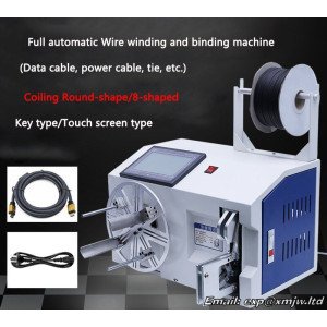 Automatic Wire winding and binding machine USB Data cable Power supply cord Coiling and Tie wire machine Touch screen in English