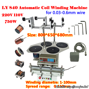 0.03-0.6mm Wire High Quality 840 Automatic Coil Winder Winding Machine For 4 Axis Width 110mm Screw Diameter 100MM 220V/110V