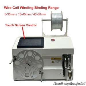 Automatic Wire Coil Winding Machine Cable Binding Tie Tools Electric Digital Touch Screen for Diameter 3-35mm 18-45mm 40-80mm
