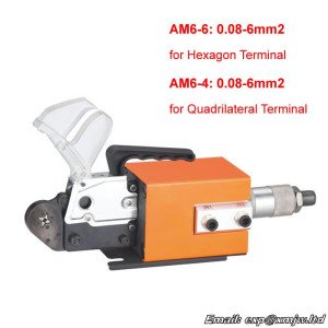 AM6 Pneumatic Terminal Piler Crimping Machine Tubular Pre-insulated Quadrilateral Hexagon 0.08-6mm2 Terminals Crimper Tool