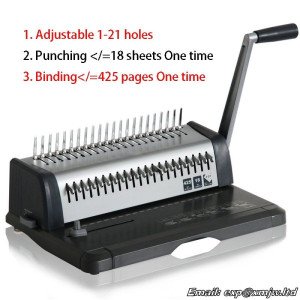 Manual comb type Financial Binding Machine Rubber ring Clip punching 21 holes A3 A4 paper document voucher tender Punching