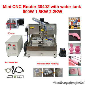 Mini CNC Router 3040Z With Water Tank Engraving Milling Machine 800W 1.5KW 2.2KW VFD Spindle For Working Wood Metal